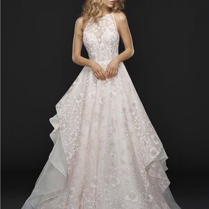 Hayley Paige Reagan Pink Halter Tiered Gown NWT